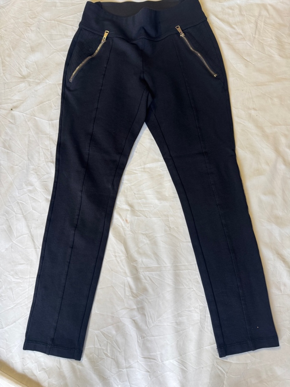 Ci Sono Black Leggings with Gold Zip Accents